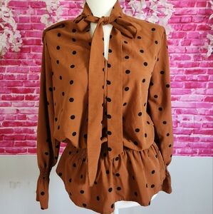 Cute polkadot Brown blouse ✨️
